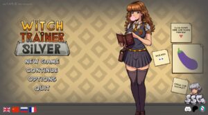 Witch Trainer: Silver Mod cover featuring stylized 2D magical academy parody characters in an adult fantasy setting.
