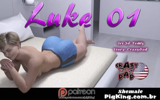 Luke by CrazyDad3D cover featuring a stylized 3D character with a feminine look in an adult dramatic setting