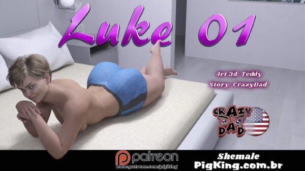 Luke by CrazyDad3D cover featuring a stylized 3D character with a feminine look in an adult dramatic setting