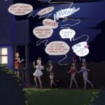 2D adult parody comic featuring a magical costume party and fantasy transformations