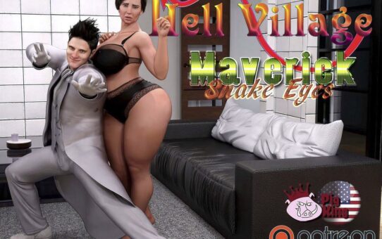 3D adult comic scene showing Maverick introducing his magician persona in PigKing’s Hell Village series.
