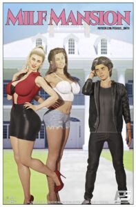 Milf Mansion 3D adult comic showing a confident mature woman inside a luxurious mansion hallway