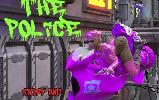 3D adult parody comic featuring a police officer character and bold fantasy artwork