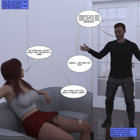 Adult 3D comic cover featuring two roommates in a provocative transformation-themed scenario