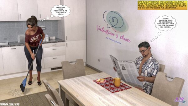 3D adult comic cover featuring a dramatic relationship theme