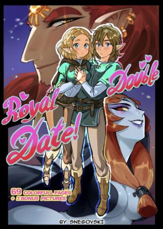 2D adult parody comic artwork inspired by a fantasy hot spring setting