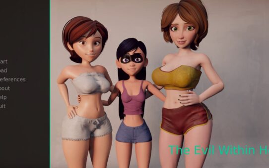 3D adult parody game artwork featuring a superhero woman in a dramatic setting