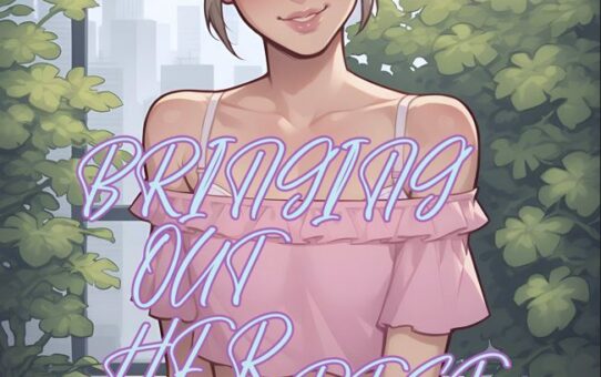 2D adult comic artwork featuring a character exploring feminine fashion and confidence