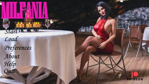 3D adult game artwork showing a confident mature woman and young male protagonist in a modern home setting