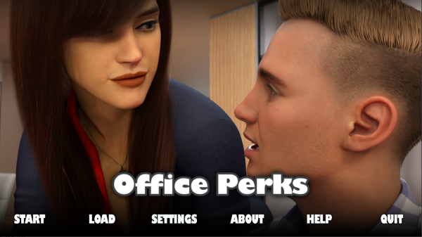 3D adult game scene showing office characters in a modern workplace environment